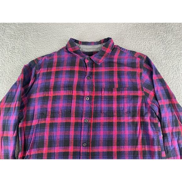 Quiksilver Shirt Men Large Multicolor Button Up Plaid Long Sleeve Skater Flannel - Picture 2 of 8